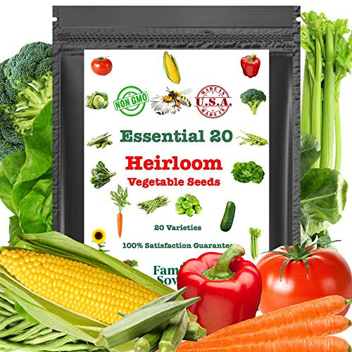 Essential 20 Vegetable Seeds  100% Heirloom Seeds  100% Non GMO Seeds  Vegetable Seeds  Victory Garden Seeds  Garden Seeds Vegetable  Seed Vault  Heirloom Survival Seeds  Prepper Essentials