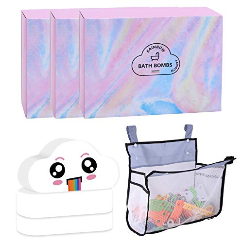 Rainbow Bath Bombs Gift Set ?COMBINE Handmade Bath Bombs with Natural Ingredients and Dreamy Rainbow  Cloud Bath Bomb with Rich Bubbles for Kids Butter Dry Skin Moisturize  Perfect for Bubble Spa Bath