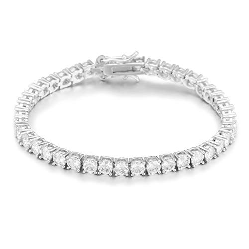18K Gold White Gold Plated 4MM Tennis Bracelet Cubic Zirconia Classic Tennis Chain Bracelet for Women Gold Diamond Bracelet 6.5-7.5 Inch for Men 18K Gold White Gold Plated 4MM Tennis Bracelet Cubic Zirconia Classic Tennis Chain Bracelet for Women Gold Diamond Bracelet 6.5-7.5 Inch for Men
