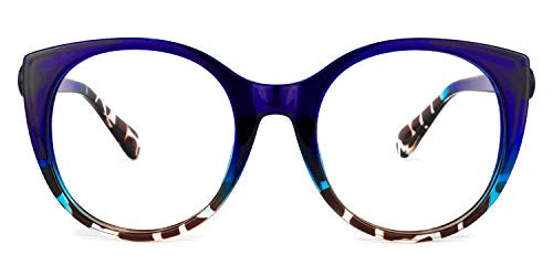 Zeelool Chic Oversized Cat Eye Glasses with Non-prescription Clear Lens for Women Jhameel OP525244-04 Blue Tortoise