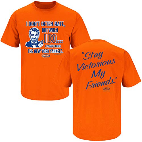 New York Baseball Fans. Stay Victorious  Anti-Yankees . Orange T-Shirt  Sm-5X   Short Sleeve  2XL