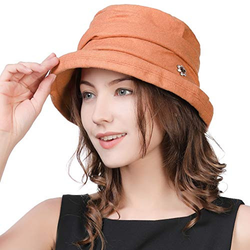 Ladies 1920s Vintage Wool Felt Cloche Bucket Bowler Hat Packable Orange