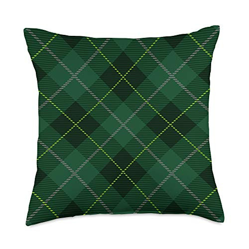 Kaemel Designs Green Tartan Plaid Scottish Kilt Throw Pillow  18x18  Multicolor