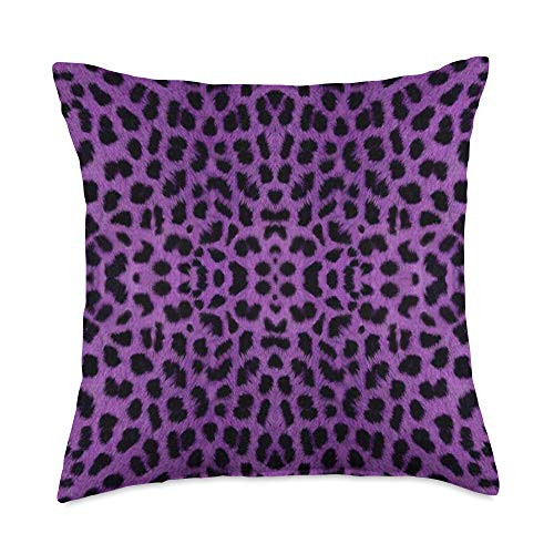 Atteestude Purple Leopard Cat Animal Print Throw Pillow  18x18  Multicolor