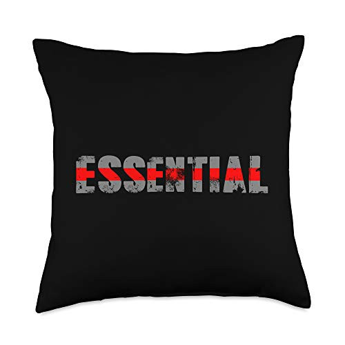 Essential Worker Thin Line Patriotic Public Gifts Firefighter Essential Worker Thin Red Line Fireman Gift Throw Pillow  18x18  Multicolor