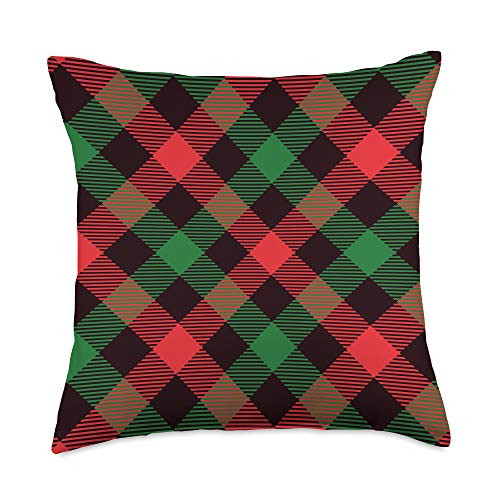 Bagmee Decorative's Buffalo Red Green Plaid Flannel Gingham Christmas Gift Throw Pillow  18x18  Multicolor