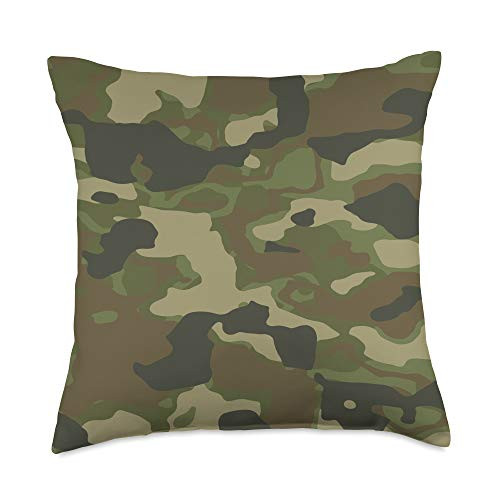 Military Green Camouflage Gift Co Military Green Camouflage Throw Pillow  18x18  Multicolor