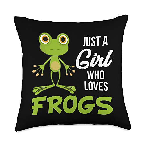 MaPaNoLi Design Just A Girl Who Loves Cute Green Frog Throw Pillow 18x18 Multicolor MaPaNoLi Design Just A Girl Who Loves Cute Green Frog Throw Pillow 18x18 Multicolor