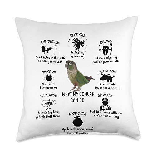 Cute Green Cheek Conure Parrot Design Funny My Talented Green Cheek Conure Gift for Parrot Lovers Throw Pillow  18x18  Multicolor