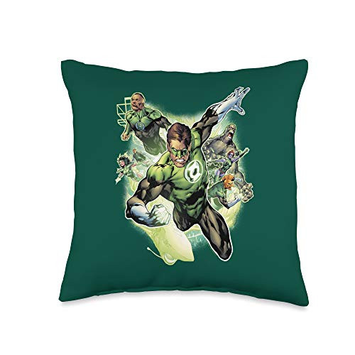 Green Lantern Flying Corps Throw Pillow  16x16  Multicolor