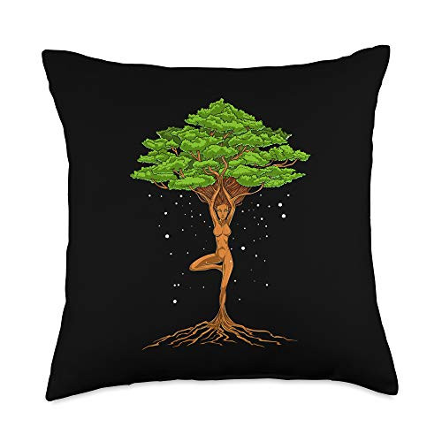 Green Fantasy Clothing Tree Of Life Zen Yoga Nature Forest Spiritual Girls Womens Throw Pillow  18x18  Multicolor