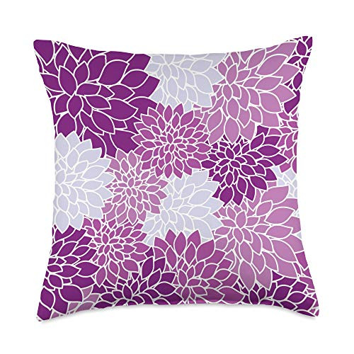 Hooplada Purple Flower Throw Pillow  18x18  Multicolor