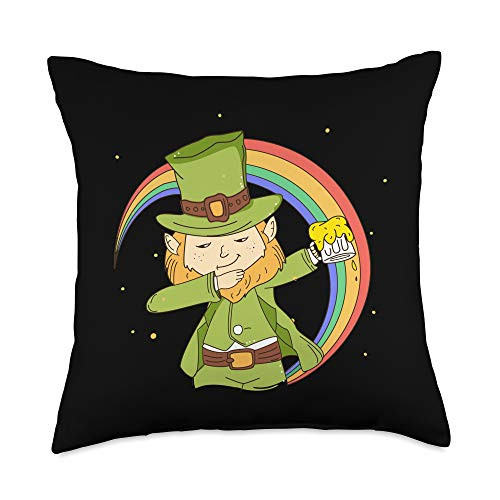 St Paddy's Day Green Wear Dabbing Leprechaun St Patrick's Day Dancing Throw Pillow  18x18  Multicolor