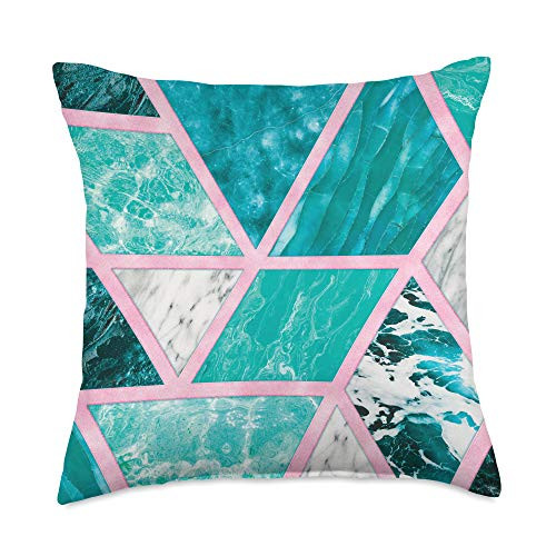 838 Grips - FRESH GREEN Collection Gorgeous Green Geometry Throw Pillow  18x18  Multicolor