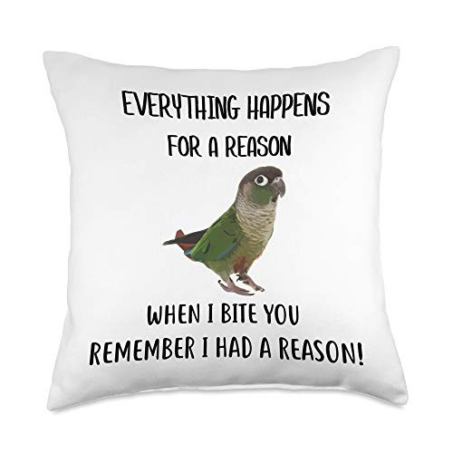 Cute Green Cheek Conure Parrot Design Funny Green Cheek Conure Gift for Parrot Lovers Throw Pillow  18x18  Multicolor