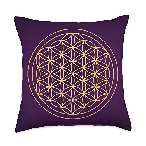 MandalaGrips Mandala Flower of Life Sacred Geometry Abstract Dark Purple Throw Pillow  18x18  Multicolor
