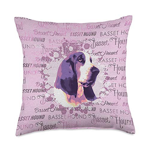 K9PrintArt Basset Hound Pastel Purple Throw Pillow  18x18  Multicolor