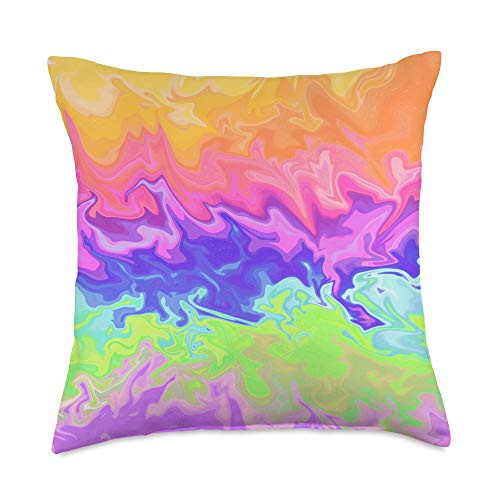 Abstract Art Paint Dripping Trippy Cases Orange Pink Green Purple Trippy Abstract Paint Drip Throw Pillow  18x18  Multicolor