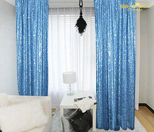 Baby Blue Sequin Curtains 2 Panels 2FTx8FT Baby Shower Backdrop Glitter Backdrop Sequin Backdrop for Wedding