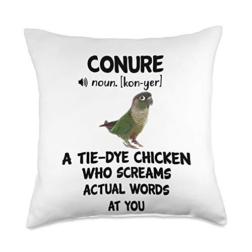 Cute Green Cheek Conure Parrot Design Funny Definition My Green Cheek Conure Parrot Lovers Gift Throw Pillow  18x18  Multicolor