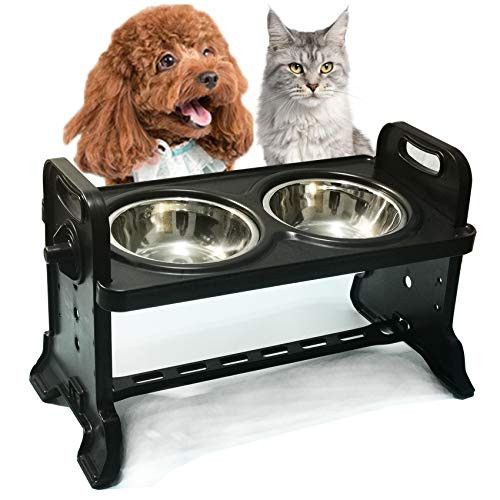 Height-Adjustable Cat Bowl Raised Cat Food Bowls Anti Vomiting Tilted Elevated Cat Bowl Stainless Steel Pet Food Bowl for Flat-Faced Cats Small Dogs Protect Pet's Spine Dishwasher Safe Dark Black Height-Adjustable Cat Bowl Raised Cat Food Bowls Anti Vomiting Tilted Elevated Cat Bowl Stainless Steel Pet Food Bowl for Flat-Faced Cats Small Dogs Protect Pet's Spine Dishwasher Safe Dark Black