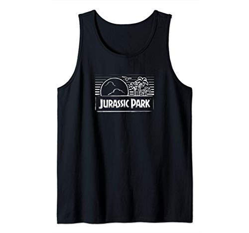 Jurassic Park Spray Paint Stencil White Sunset Tank Top