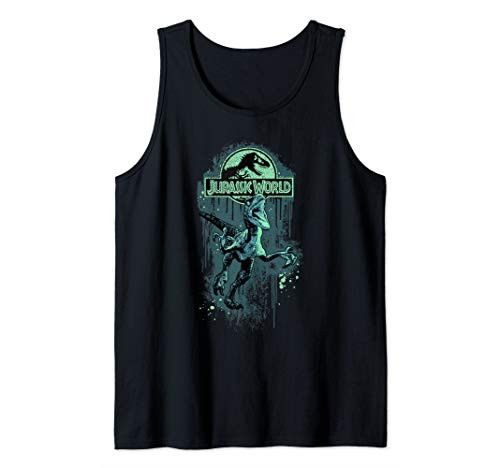 Jurassic World Raptor Paint Splatter Title Logo Tank Top