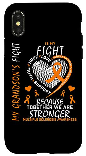 iPhone X XS MS Orange Ribbon Heart Grandson Multiple Sclerosis Awareness Case