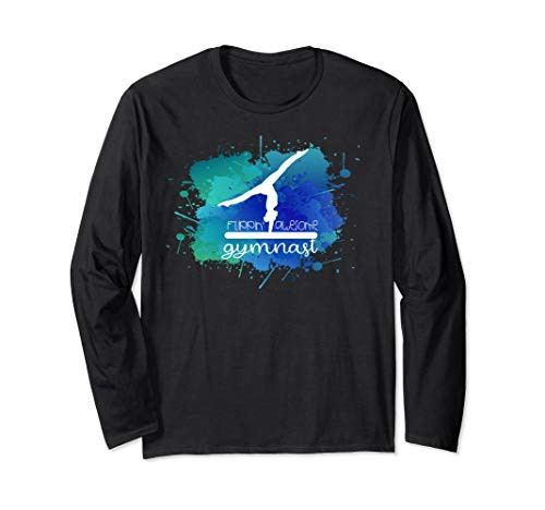 Flippin Awesome Gymnast Gymnastics Paint Splatter Graphic Long Sleeve T-Shirt