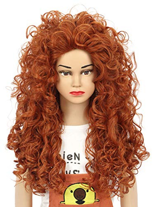 Yuehong Long Curly Orange Wig Cosplay Red Wig for Halloween Princess Costume Wigs Kids? Yuehong Long Curly Orange Wig Cosplay Red Wig for Halloween Princess Costume Wigs Kids?