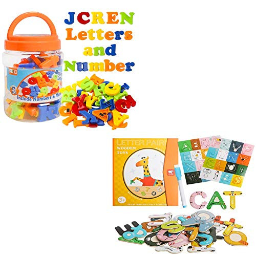 JCREN Magnetic Alphabet Magnets Letters PlusJCREN Jumbo Magnetic Letters Alphabet ABC Fridge Magnets with Board Learning Spelling Writing Animals Refrigerator Homeschool Supplies