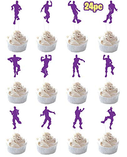 Party Hive 24pc Floss Gaming Cupcake Toppers for Birthday Party Event Decor