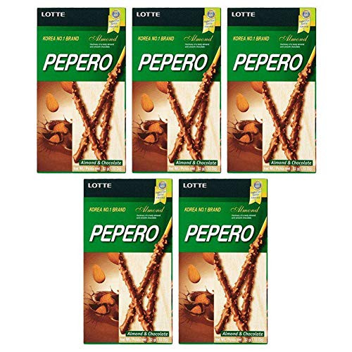 Lotte Pepero Chocolate Sticks Korean Snack - 5pk  Almond