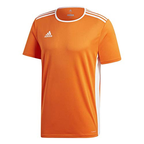 adidas Men's Entrada 18 AEROREADY Primegreen Regular Fit Soccer Short Sleeve Jersey  Orange White  Small