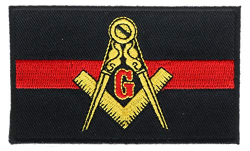 Masonic G & Thin Red Line 3.5" Embroidered Patch IVAN4812i