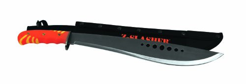 Texsport31912 Zombie Slasher Machete Knife with Sheath Orange Black 15 Tempered Steel Blade Texsport31912 Zombie Slasher Machete Knife with Sheath Orange Black 15 Tempered Steel Blade