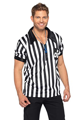 Leg Avenue 2pc. Men's Referee Shirts w Whistle  Black White  X-Large