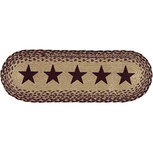 VHC Brands 9517 Classic Country Primitive Tabletop & Kitchen - Burgundy Tan Jute Red Stencil Stars Runner 8" x 24" VHC Brands 9517 Classic Country Primitive Tabletop & Kitchen - Burgundy Tan Jute Red Stencil Stars Runner 8" x 24"