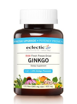 Eclectic Institute Raw Fresh Freeze-Dried Ginkgo  120 Non-GMO 450 mg Veg caps