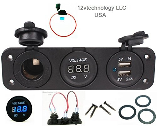 Triple 3.1a USB Charger Plus Blue Voltmeter Plus12 V Plug Socket Panel Sea Marine Plug Outlet fs15 qcn 3sw cr cvb cu qplt 4sq
