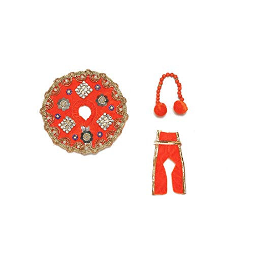 Orange Cloth for Lord Krishan Ladu Laddu Gopal Kanaiya Bal Krishna Dress Poshak Vastra for Little Metal Idol Statue  Size - 8" Diameter