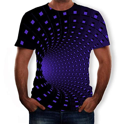 F_Gotal Men's 3D Pattern Printed Short Sleeve T-Shirts  Fashion Casual Top Blouse for Unisex Purple