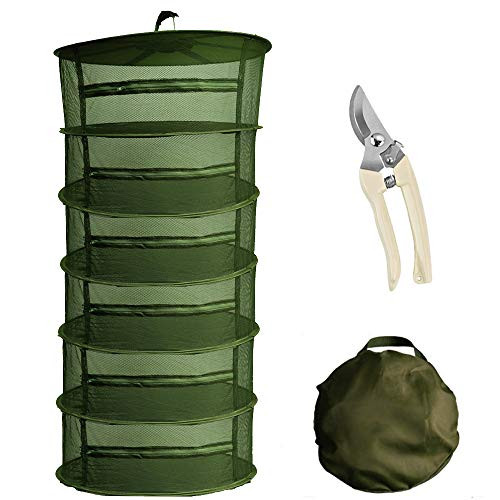 POURIN Hanging Herb Drying Racks Drying Net Plant Dryer Net for Plants Herb Bud W Zipper?Pruning Shear
