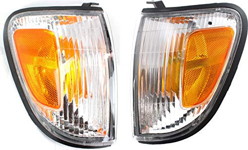Corner Light Set of 2 Compatible with 1998-2000 Toyota Tacoma Plastic Clear  and  Amber Lens With bulbs Driver and Passenger Side