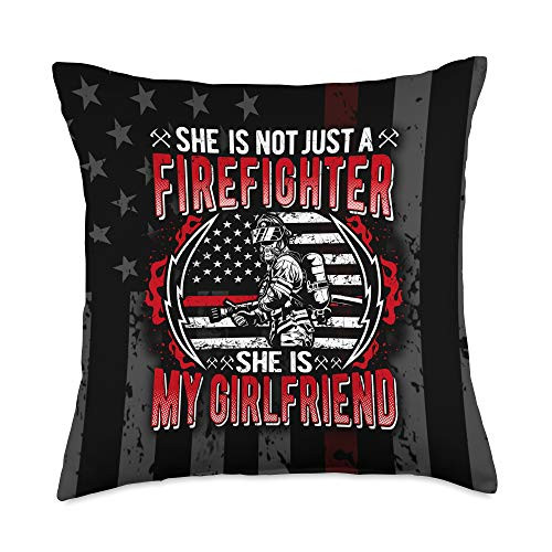 Firefighter Family by TeeScope My Girlfriend Is A Firefighter Thin Red Line Fire Boyfriend Throw Pillow  18x18  Multicolor
