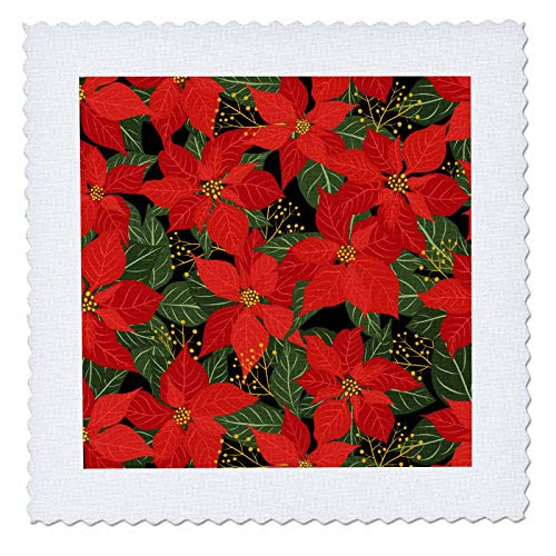 3dRose Janna Salak Designs Florals and Fruits - Red Poinsettia Floral - Quilt Squares qs_341381_4 3dRose Janna Salak Designs Florals and Fruits - Red Poinsettia Floral - Quilt Squares qs_341381_4