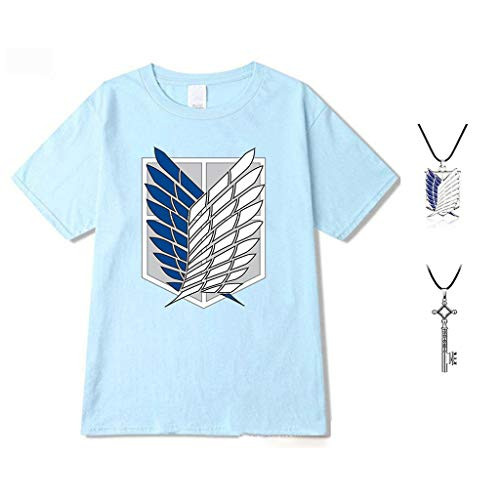 Attack on Titan Adult T-Shirt Wings of Freedom Unisex Survey Corps Attack on Titan Tops Print Cotton Cozy Print  C-Blue S-ZH