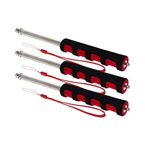 Othmro 1.2M Telescopic Handheld Flagpoles Stainless steel sponge Telescopic Guide Flag Pole Teaching Pointer for Tour Guides and Teachers Black Red Silver Red 3pcs