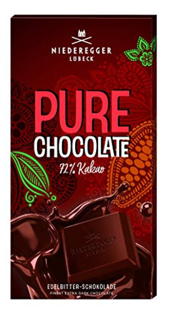 Niederegger Pure Extra Dark Chocolate bar - 72% Cocoa 3.5 Ounce Pack Of 10 Niederegger Pure Extra Dark Chocolate bar - 72% Cocoa 3.5 Ounce Pack Of 10