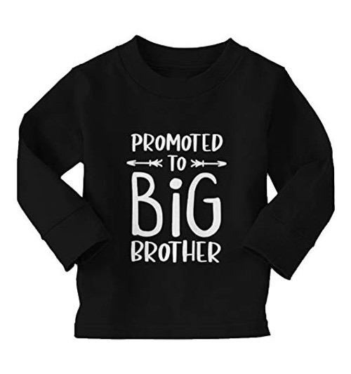 Promoted to Big Brother - New Bro Long Sleeve Toddler Cotton Jersey Shirt  Black  5T 6T Promoted to Big Brother - New Bro Long Sleeve Toddler Cotton Jersey Shirt  Black  5T 6T